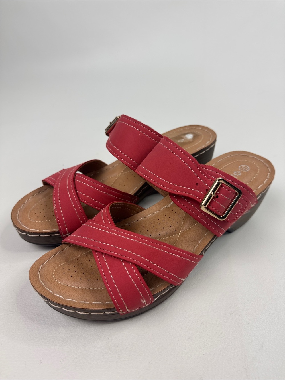 Red Pink Patrizia by Spring Step Comfort Slide Sandals Buckle Size 10 Open toe